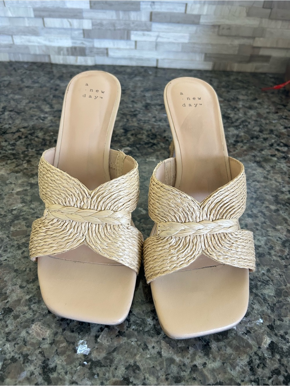 a new day Woven Beige Slide Mules